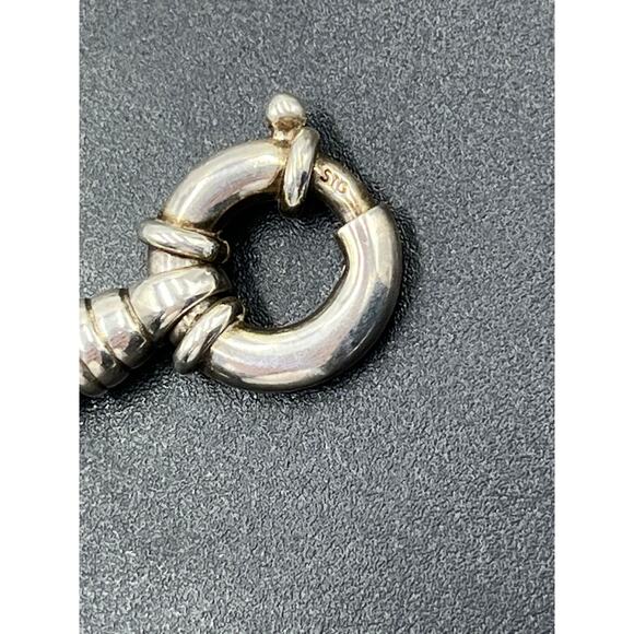 Sterling Silver 925 STG Three Strand Lg  Spring Ring Closure Bracelet 13 Grams - Picture 6 of 7